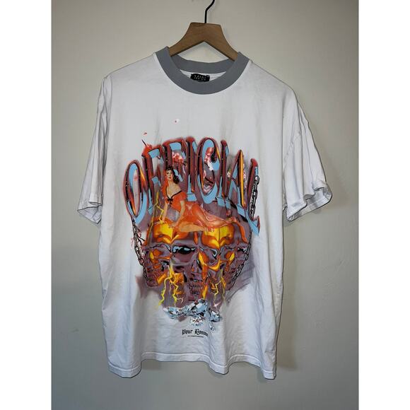 Boohoo Man Shirt Official Skulls Skull White Graphic Tee VTG M Medium - Picture 1 of 10